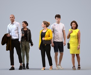 Basics_0404 - Walking A set containing 5 models of male and female adults walking in business