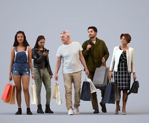 Basics_0405 - Shopping A set containing 5 models of male and female adults standing in casual