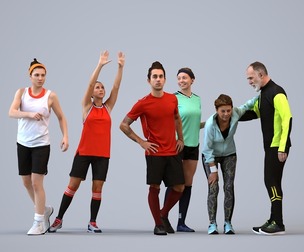 Basics_0407 - Sport A set containing 5 models of male and female adults standing in sport attire