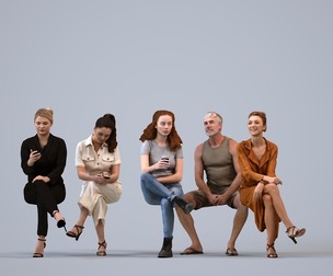 Basics_0408 - Sitting A set containing 5 models of male and female adults sitting in casual attire