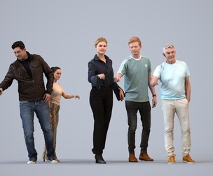 Basics_0410 - Door A set containing 5 models of male and female adults standing in casual attire in