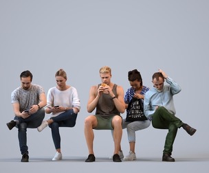 Basics_0411 - Sitting A set containing 5 models of male and female adults sitting in casual attire