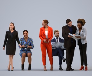 Basics_0412 - Business A set containing 5 models of male and female adults standing in business