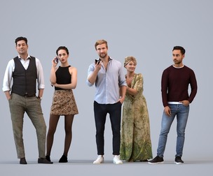 Basics_0413 - Standing A set containing 5 models of male and female adults standing in casual