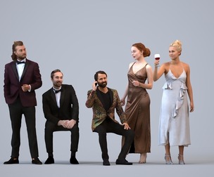 Basics_0417 - FormalAffairs A set containing 5 models of male and female adults standing in formal