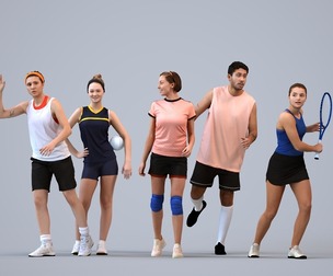 Basics_0421 - Sport A set containing 5 models of male and female adults standing in sport attire