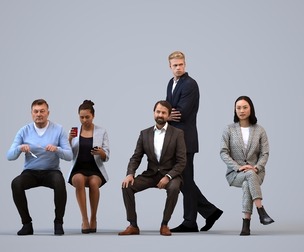 Basics_0422 - Business A set containing 5 models of male and female adults sitting in business