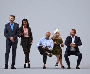 Basics_0423 - Business A set containing 5 models of male and female adults sitting in business