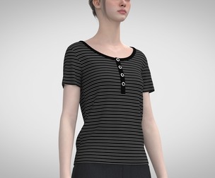Scooped Neck Henley Shirt
