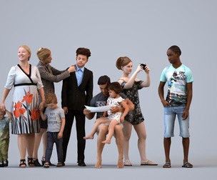 Basics_0425 - Kids A set containing 5 models of male and female teens and adults standing in casual