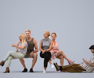 Basics_0426 - Sitting A set containing 5 models of male and female adults sitting in casual attire