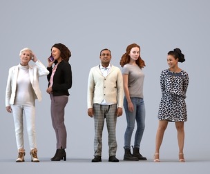 Basics_0427 - Standing A set containing 5 models of male and female adults standing in business