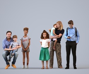 Basics_0438 - Kids A set containing 5 models of male and female children standing in casual attire