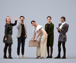 Basics_0440 - Standing A set containing 5 models of male and female adults standing in office