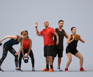 Basics_0444 - Sport A set containing 5 models of male and female adults standing in sport attire