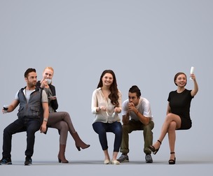 Basics_0445 - Sitting A set containing 5 models of male and female adults sitting