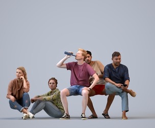 Basics_0448 - Sitting A set containing 5 models of male and female adults sitting in casual attire