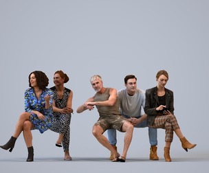 Basics_0450 - Sitting A set containing 5 models of male and female adults sitting in casual attire