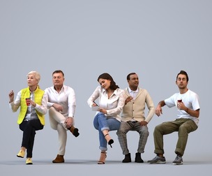 Basics_0452 - Sitting A set containing 5 models of male and female adults sitting in casual attire