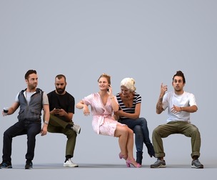 Basics_0455 - Sitting A set containing 5 models of male and female adults sitting in casual attire