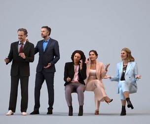 Basics_0456 - Business A set containing 5 models of male and female adults sitting in business