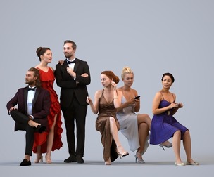 Basics_0460 - FormalAffairs A set containing 5 models of male and female adults sitting in formal