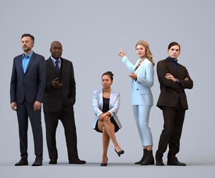 Basics_0461 - Business A set containing 5 models of male and female adults standing in business