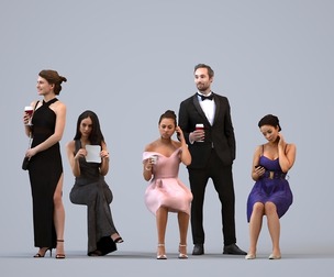 Basics_0463 - FormalAffairs A set containing 5 models of male and female adults standing in formal