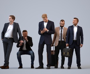 Basics_0464 - Business A set containing 5 models of male adults in business attire in office