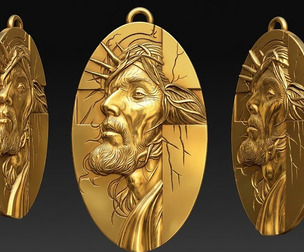 Jesus Christ Pendant 3D STL OBJ ZTL - Religious Jewelry Model