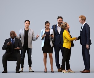 Basics_0470 - Business A set containing 5 models of male and female adults standing in business