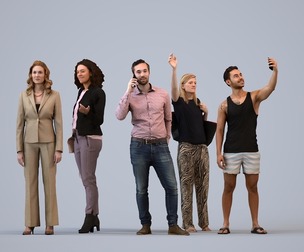 Basics_0472 - Standing A set containing 5 models of male and female adults standing in casual