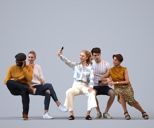 Basics_0473 - Sitting A set containing 5 models of male and female adults sitting in casual attire