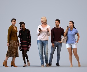 Basics_0474 - Walking A set containing 5 models of male and female adults walking in casual attire