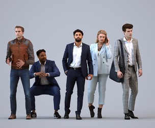 Basics_0475 - Business A set containing 5 models of male and female adults in business attire in
