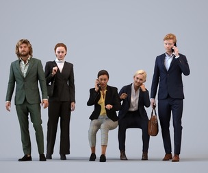 Basics_0479 - Business A set containing 5 models of male and female adults in business attire in