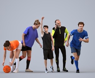 Basics_0480 - Sport A set containing 5 models of male and female adults in sport attire doing