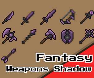 Fantasy Weapons Shadows Pack – 16x16 Pixel Art Dark Weapons