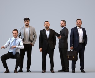 Basics_0481 - Business A set containing 5 models of male adults standing in business attire in