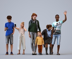 Basics_0485 - Kids A set containing 5 models of male and female teens standing in casual attire in