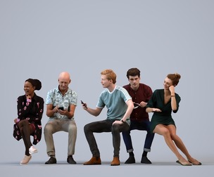 Basics_0486 - Sitting A set containing 5 models of male and female adults sitting in casual attire