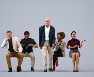 Basics_0487 - Business A set containing 5 models of male and female adults sitting in business