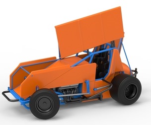 Winged Sprint car Version 2 while turning Scale 1:25