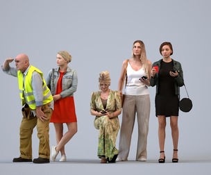 Basics_0488 - Standing A set containing 5 models of male and female adults standing in casual