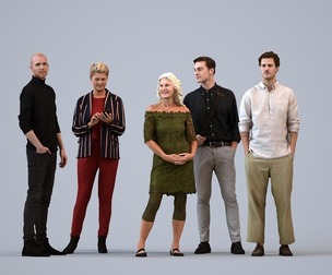 Basics_0489 - Standing A set containing 5 models of male and female adults standing in casual