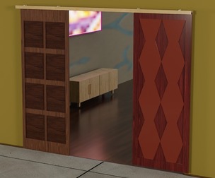 Sliding Door Set Geometric Inserts MDF