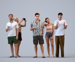 Basics_0490 - Standing A set containing 5 models of male and female adults standing in casual