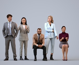 Basics_0491 - Business A set containing 5 models of male and female adults standing in business