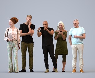 Basics_0493 - Standing A set containing 5 models of male and female adults standing in casual