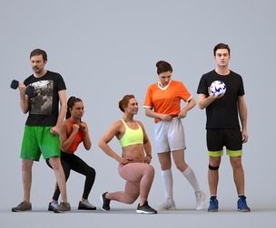 Basics_0494 - Sport A set containing 5 models of male and female adults standing in sport attire